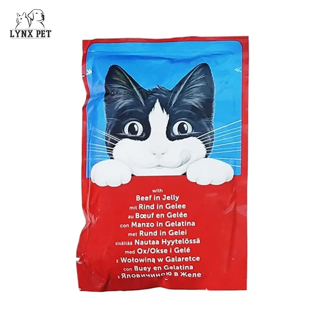 پوچ گربه طعم گوشت گاو در ژله فلیکس