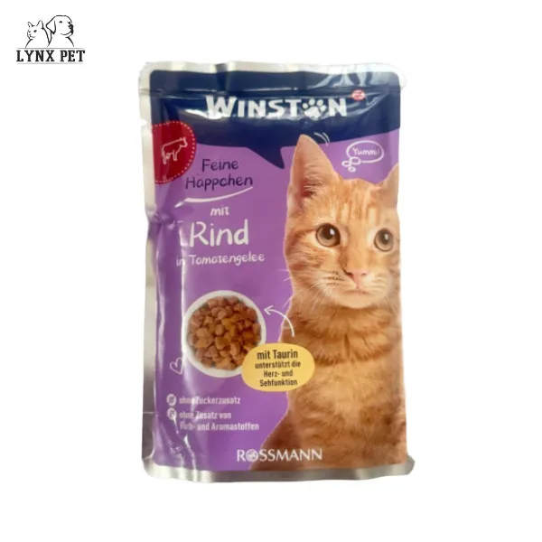 پوچ گربه طعم گوشت گاو در ژله گوجه و گوجه وینستون