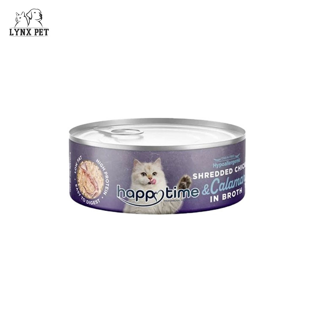 کنسرو گربه هایپوآلرژنیک مرغ و ماهی مرکب هپی تایم